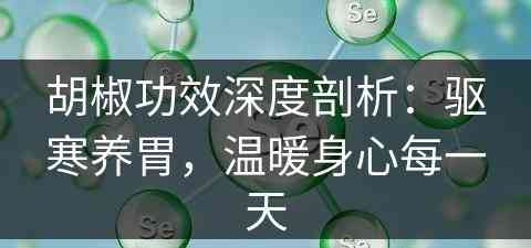 胡椒功效深度剖析：驱寒养胃，温暖身心每一天